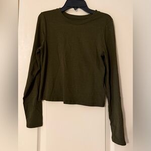 Old Navy Olive Green Long Sleeve Crop Top